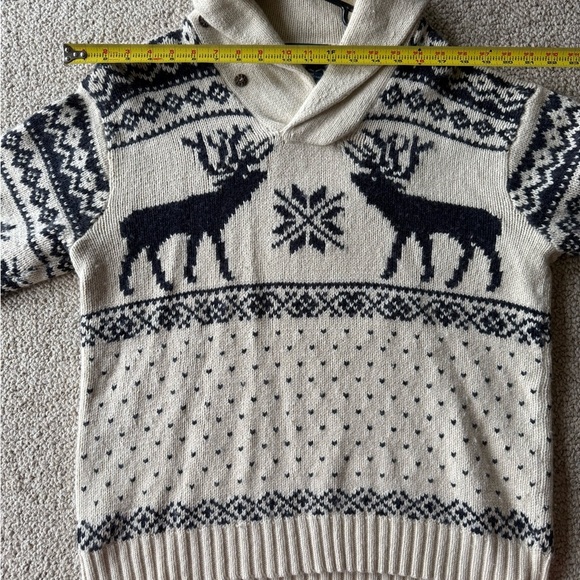 Ralph Lauren Men’s Large Sweater Cream Reindeer Winter Grandpa Cozy Classic - Picture 12 of 14
